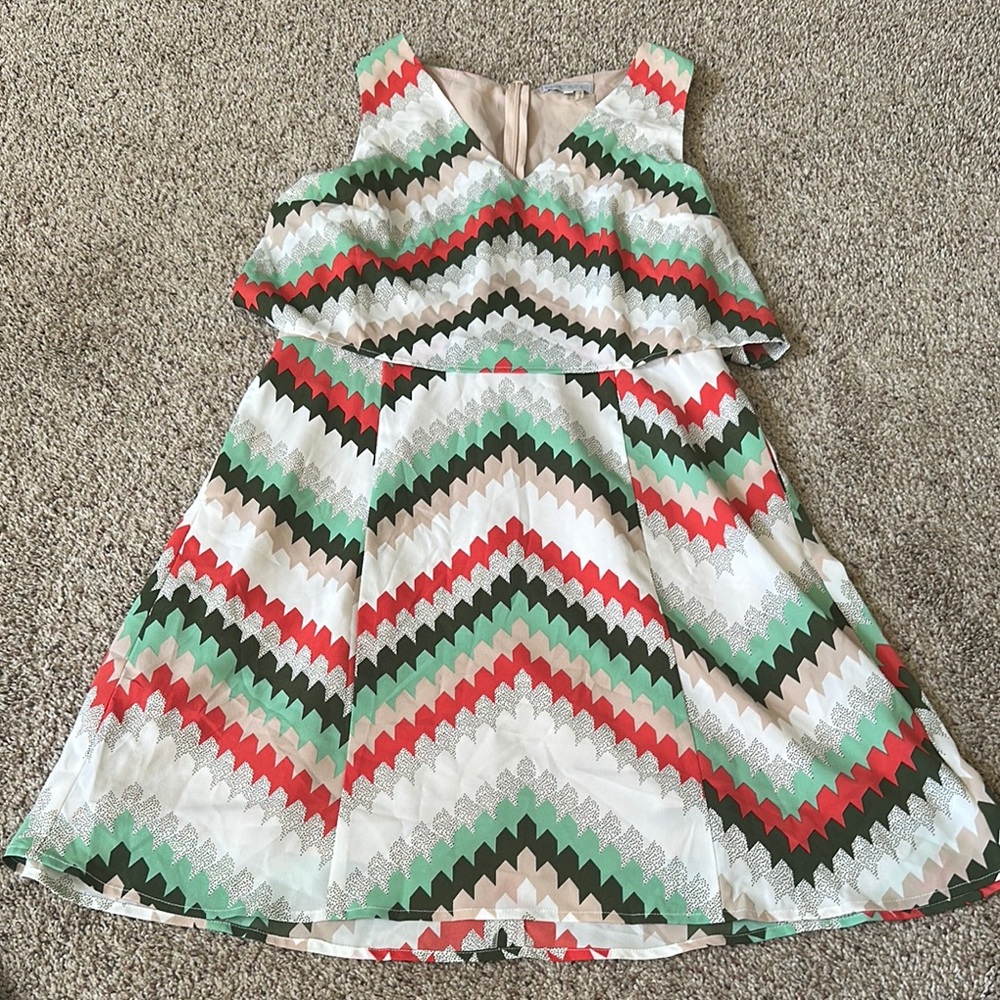 1. State Green and Red Sleeveless V-neck Sundress
